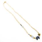 18 Krt. Gouden barokparel collier met chalcedoon en sodal..., Gebruikt, Overige kleuren, Ophalen of Verzenden, Met edelsteen