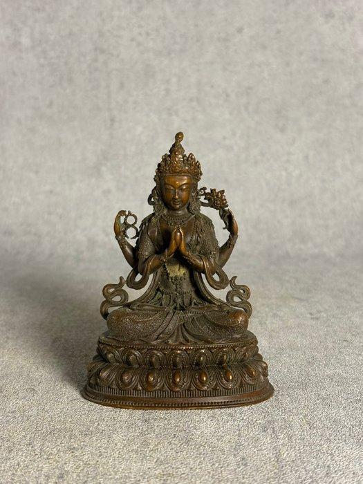 Shakyamuni Boeddha, Jambhala en Chenrezig - Brons - Tibet -, Antiek en Kunst, Antiek | Overige Antiek