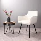 Eetkamerstoel met armleuning  Boucle Wit - Armstoel Wit, Huis en Inrichting, Stoelen, Ophalen of Verzenden, Nieuw, Wit