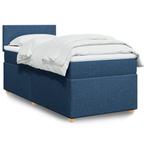 vidaXL Boxspring met matras stof blauw 100x200 cm, Huis en Inrichting, Slaapkamer | Bedden, 100 cm, Eenpersoons, Nieuw, 200 cm