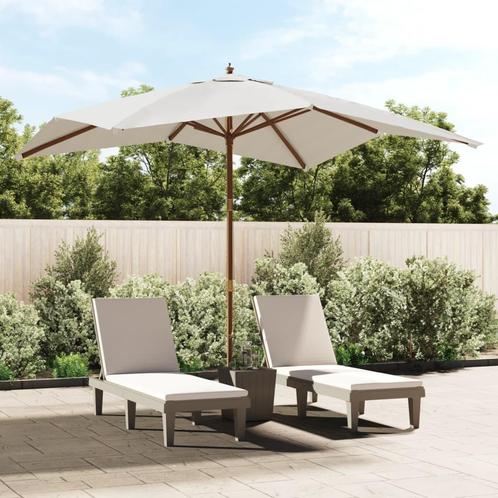 vidaXL Parasol met houten paal 300x300x273 cm zandkleurig, Tuin en Terras, Parasols, Nieuw, 3 tot 4 meter, Verzenden