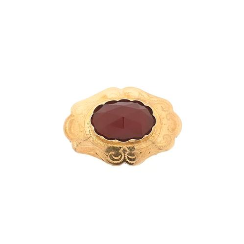 Gouden broche met carneool | Vintage/antiek (585, 14 karaat), Sieraden, Tassen en Uiterlijk, Broches, Overige kleuren, Gebruikt