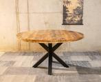 Ronde mango eettafel naturel Spider 110 cm (diameter), Huis en Inrichting, Tafels | Eettafels, Ophalen of Verzenden, Nieuw