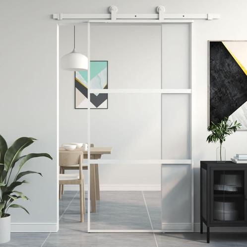 vidaXL Schuifdeur 102,5x205 cm gehard glas en aluminium wit, Doe-het-zelf en Verbouw, Deuren en Horren, Nieuw, Verzenden