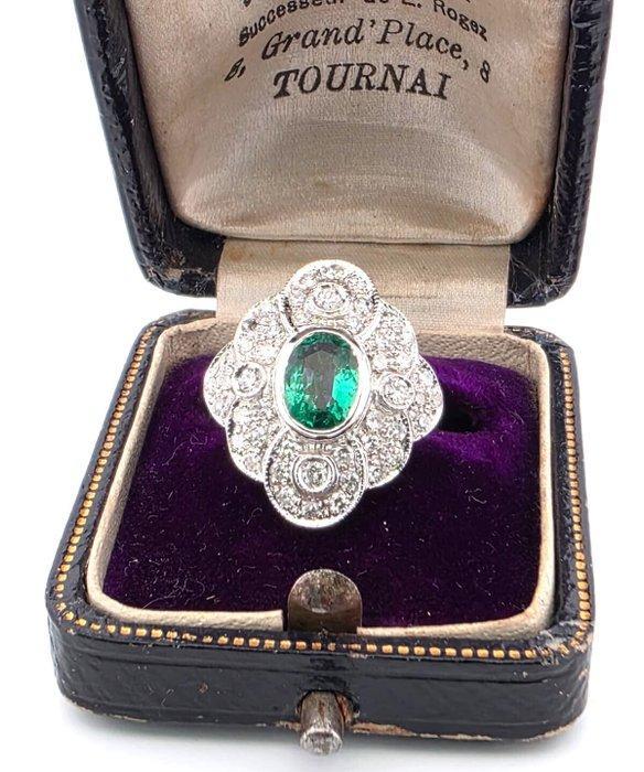 Ring - 18 karaat Witgoud Smaragd, Sieraden, Tassen en Uiterlijk, Ringen