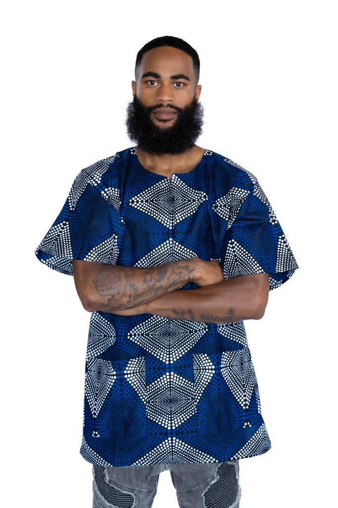 Blauwe diamonds Dashiki Shirt / Dashiki Jurk - Afrikaans shi, Kleding | Heren, Overige Herenkleding, Nieuw, Ophalen of Verzenden
