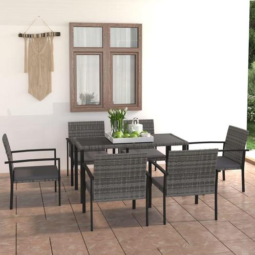 vidaXL 7-delige Tuinset poly rattan grijs, Tuin en Terras, Tuinsets en Loungesets, Tuinset, Nieuw, 6 zitplaatsen, Rotan, Verzenden