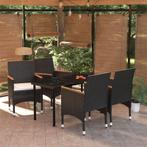 vidaXL 5-delige Tuinset met kussens zwart, Tuin en Terras, Tuinsets en Loungesets, 4 zitplaatsen, Nieuw, Tuinset, Verzenden