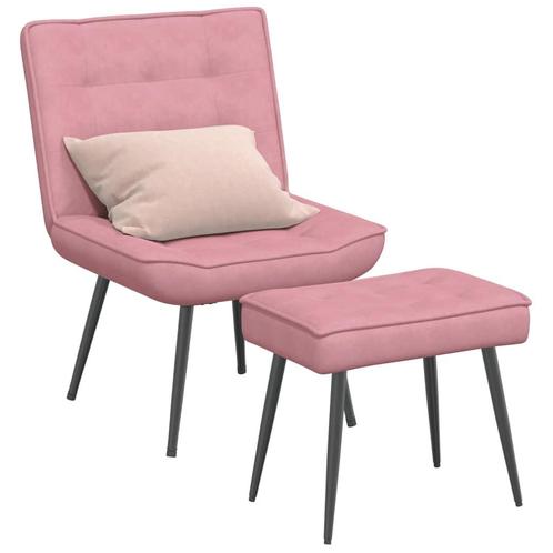 vidaXL Relaxstoel met voetenbank fluweel roze, Huis en Inrichting, Stoelen, Nieuw, Verzenden