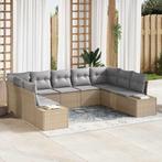 vidaXL Tuin Sofa Set met kussen 9 pcs Beige Poly riet, Verzenden, Nieuw, Rotan