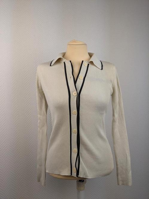 Mango white ribbed button-down top, Kleding | Dames, Tops, Nieuw, Verzenden