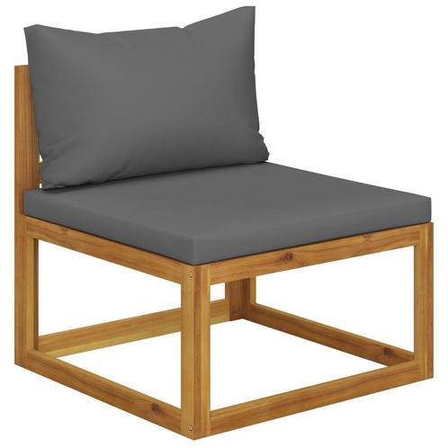 vidaXL Middenbank sectioneel met donkergrijs kussen massief, Tuin en Terras, Tuinsets en Loungesets, Nieuw, Hardhout, Verzenden