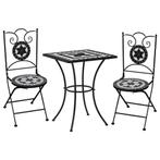 vidaXL 3-delige Bistroset mozaïek keramische tegel zwart en, Tuin en Terras, Verzenden, Nieuw, Overige materialen, 3 zitplaatsen