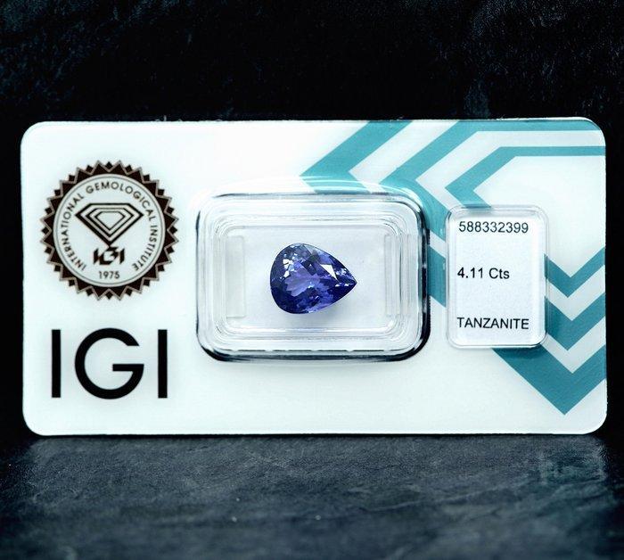 Tanzaniet - 4.11 ct - International Gemological Institute, Sieraden, Tassen en Uiterlijk, Edelstenen