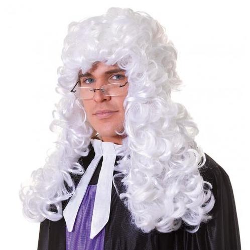 Rechterpruik wit - Herenpruiken, Hobby en Vrije tijd, Feestartikelen, Ophalen of Verzenden