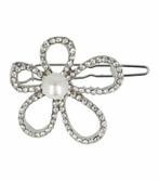 Haarspeld Clip Bloem Strass Parel Zilver, Nieuw