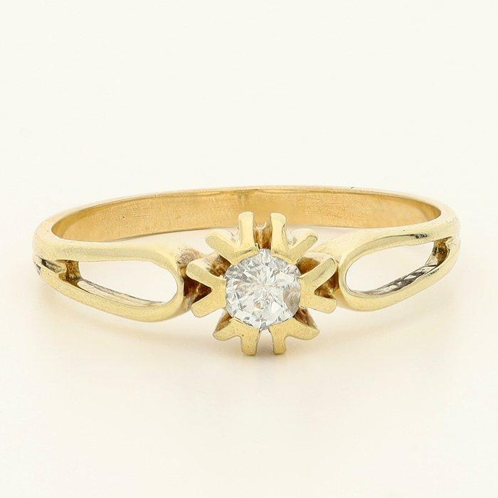Ring - 14 karaat Geel goud - 0.20ct. tw. Diamant, Sieraden, Tassen en Uiterlijk, Ringen