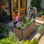 Plantenbak staal houtlook 150 x 75 x 77 cm, Verzenden, Nieuw