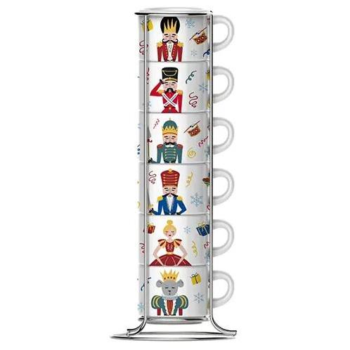 Bialetti Nutcracker Espresso Kopjes in rek 6 stuks (koffie), Witgoed en Apparatuur, Koffiemachine-accessoires, Nieuw, Ophalen of Verzenden
