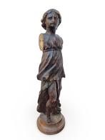 Beeld, Ange en bois sculpté XVIIe siècle - 68 cm - Hout, Antiek en Kunst