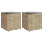 vidaXL Tuinkrukken met kussens 2 st 40x40x43 cm poly rattan, Verzenden, Nieuw, Rotan