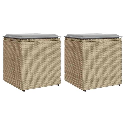 vidaXL Tuinkrukken met kussens 2 st 40x40x43 cm poly rattan, Tuin en Terras, Tuinsets en Loungesets, Nieuw, Rotan, Verzenden