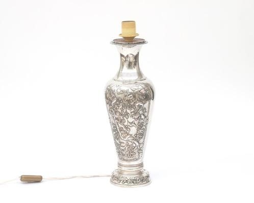 Tafellamp met zilveren voet, Hongkong of Kanton, 1880-1920, Antiek en Kunst, Antiek | Lampen
