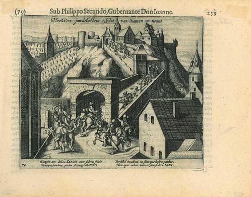 Historische prent van Namur, Antiek en Kunst, Kunst | Etsen en Gravures