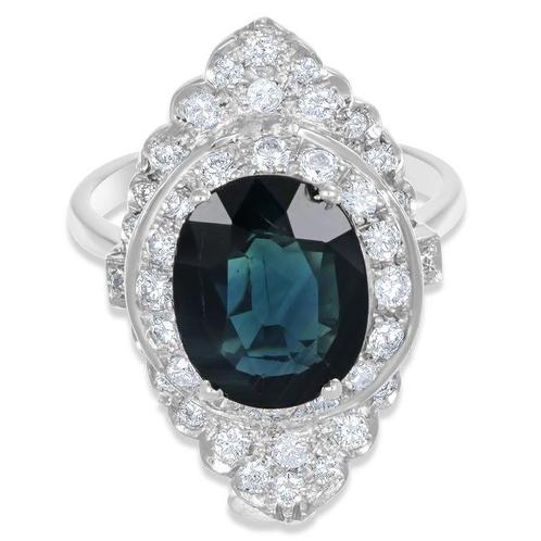 Ring - 18 karaat Witgoud - 4.20ct. tw. Saffier - Diamant, Sieraden, Tassen en Uiterlijk, Ringen
