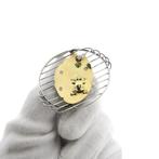 Bicolor gouden broche van een lelie met een kikker en dia..., Gebruikt, Overige kleuren, Ophalen of Verzenden, Met edelsteen