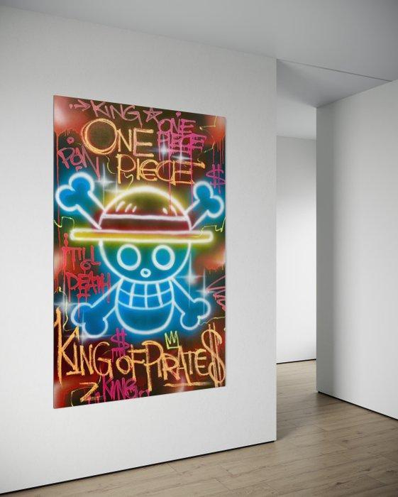 Outside313 - One Piece flag - King of pirates - Neon black, Antiek en Kunst, Kunst | Schilderijen | Modern