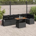 vidaXL 7-delige Tuinset met Kussens Zwart Poly Rattan, Tuin en Terras, Verzenden, Nieuw, Wicker, Tuinset