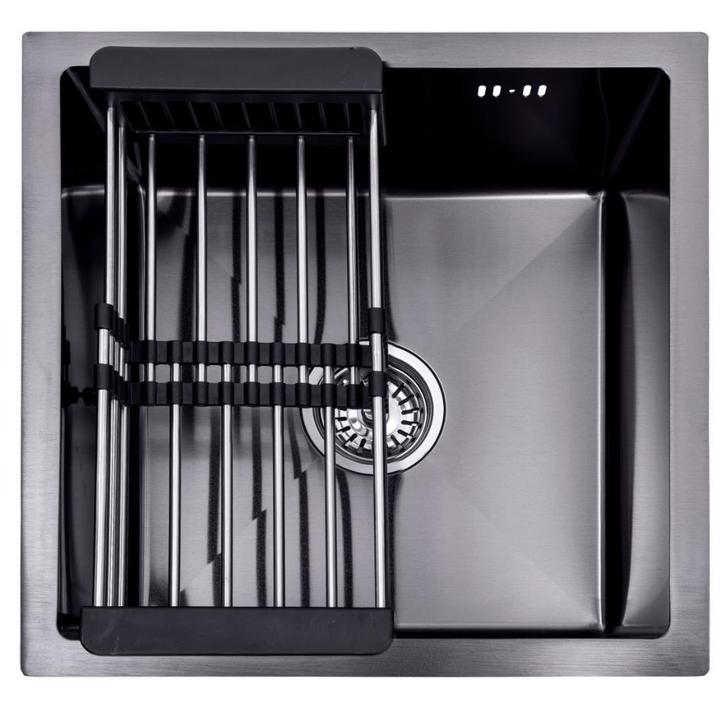 Spoelbak + Droogrek | Wasbak | Gootsteen | 44x44x20cm | RVS, Huis en Inrichting, Keuken | Keukenelementen, 25 tot 50 cm, Zwart