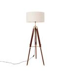 Vloerlamp messing met kap lichtgrijs 50 cm tripod - Cortin, Nieuw, Overige materialen, Industrieel, 150 tot 200 cm