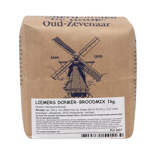 Molen de Hoop Liemers Donker Broodmix 1kg, Hobby en Vrije tijd, Taarten en Cupcakes maken, Nieuw, Verzenden