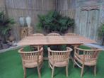 Aanbieding: Teak Tuinset Tafel + 6 Stoelen nu voor €1.329,-, 6 zitplaatsen, Teakhout, Nieuw, Ophalen of Verzenden