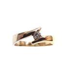 Bicolor gouden ring met diamant 0,14 ct. (witgoud, geelgoud), Sieraden, Tassen en Uiterlijk, Ringen, 18 tot 19, Gebruikt, Overige kleuren