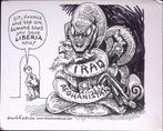 Pentekening Amerika - Liberia (lijst optie, Tekeningen), Antiek en Kunst, Kunst | Tekeningen en Foto's, Verzenden