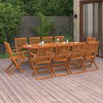 vidaXL 11-delige Tuinset 220x90x75 cm massief acaciahout, Meer dan 8 zitplaatsen, Nieuw, Tuinset, Verzenden