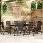 vidaXL 9-delige Tuinset zwart, Verzenden, Nieuw, 8 zitplaatsen, Rvs