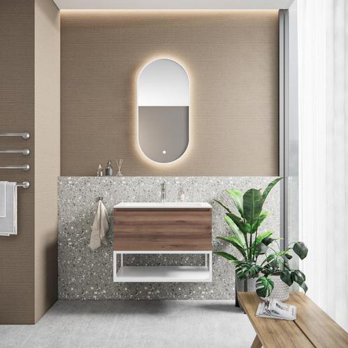 Badkamermeubelset BWS Anubis Frame 60cm 1 Lade Sonama Brown, Doe-het-zelf en Verbouw, Sanitair, Bad, Nieuw, Ophalen of Verzenden