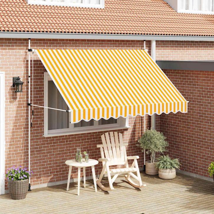 vidaXL Luifel handmatig uittrekbaar 300 cm oranje en witte, Tuin en Terras, Zonneschermen, Nieuw, Verzenden