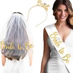 3-delige Bride to Be set wit met goud, Hobby en Vrije tijd, Feestartikelen, Verzenden, Nieuw, Versiering, Geboorte of Huwelijk