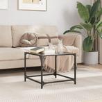 vidaXL Salontafel met zwart glazen blad 50x50x40 cm staal, Huis en Inrichting, Tafels | Salontafels, Verzenden, Nieuw, Overige houtsoorten
