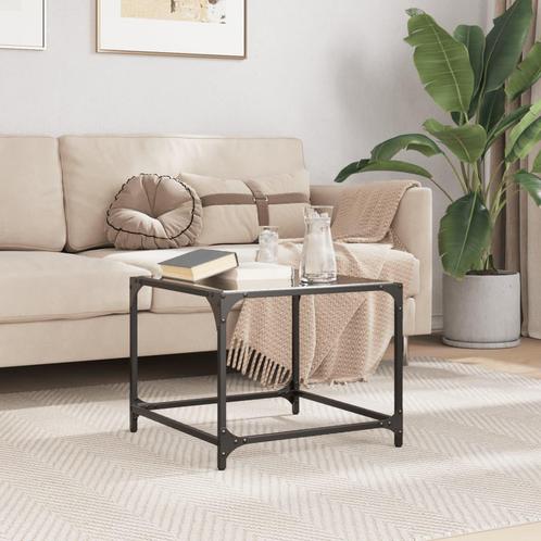 vidaXL Salontafel met zwart glazen blad 50x50x40 cm staal, Huis en Inrichting, Tafels | Salontafels, 50 tot 100 cm, Nieuw, Overige houtsoorten