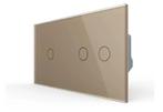 Livolo Touch LED Dimmer – Goud | 1+2 | Drievoudig, Ophalen of Verzenden, Nieuw, Schakelaar