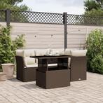 vidaXL 5-delige Loungeset met kussens poly rattan bruin, Verzenden, Nieuw, Rotan, Loungeset