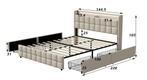 Upholstered Bed met LED, USB-poorten en 4 Opberglades, Verzenden, Nieuw