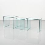 Bijzettafel Solidesk - Set van 3 - Glas - 50,5 x 50,5 x 50, Huis en Inrichting, Tafels | Salontafels, Ophalen of Verzenden, Nieuw
