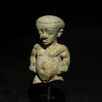 Oud-Egyptisch Faience Fijn god Pateco. 5,8 H. Late Periode -